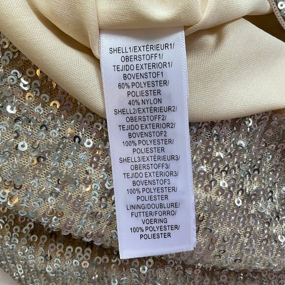 Aidan Mattox Sequined Backless Mini Sheath Cocktail Party Dress Gold Size 10 - Picture 11 of 13